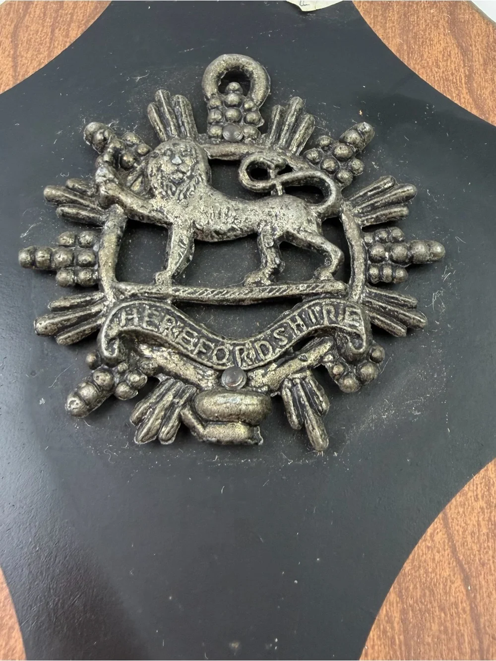 Vtg British Regimental Cap Badges on 4pc Wood Wall Decor Plaques Military Bar